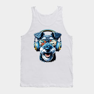 Kerry Blue Terrier Smiling DJ with Headphones and Sunglasses Tank Top